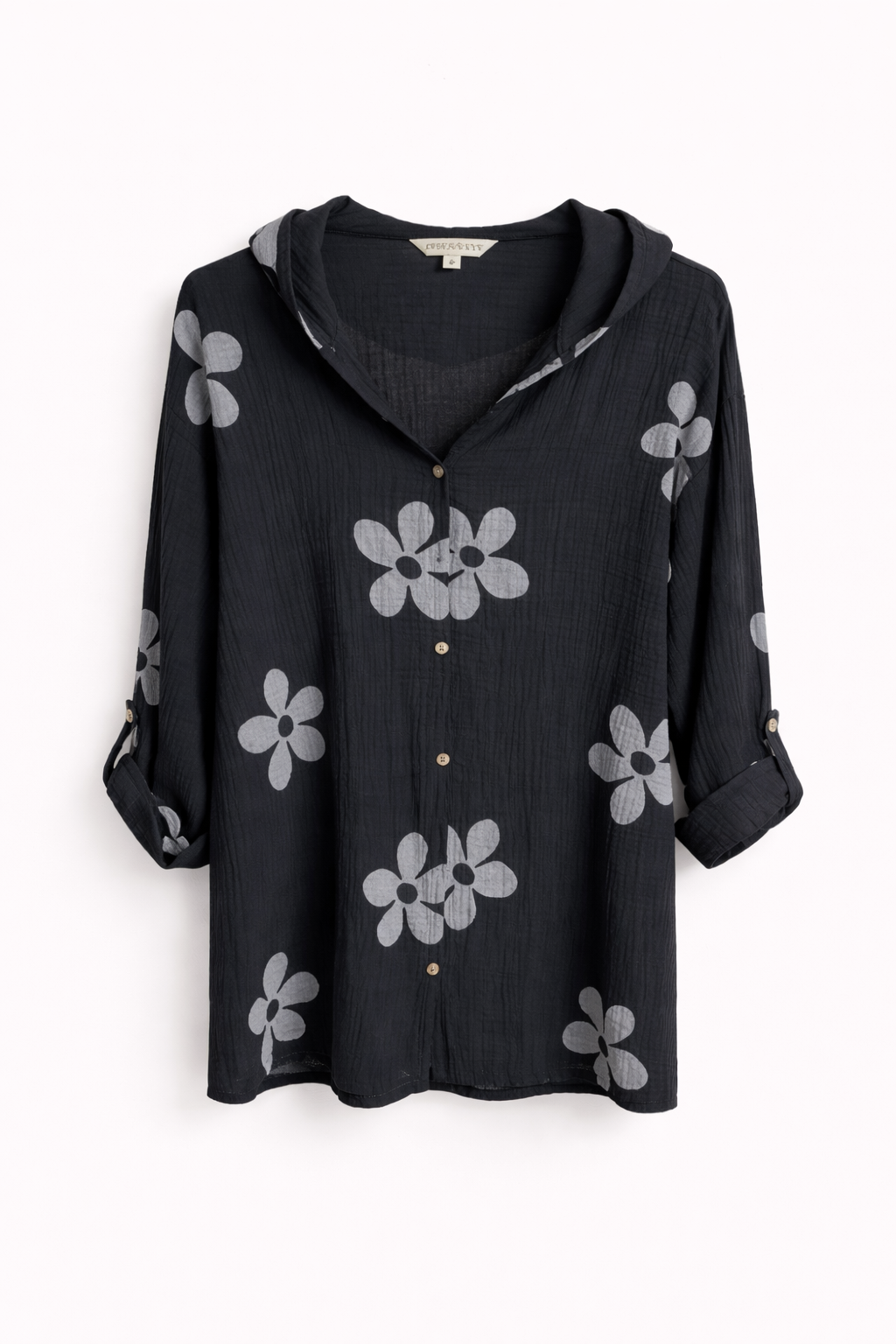 Musselin Jäckchen/Bluse mit Kapuze Curvy