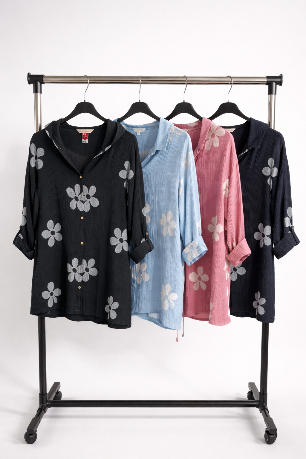 Musselin Jäckchen/Bluse mit Kapuze Curvy