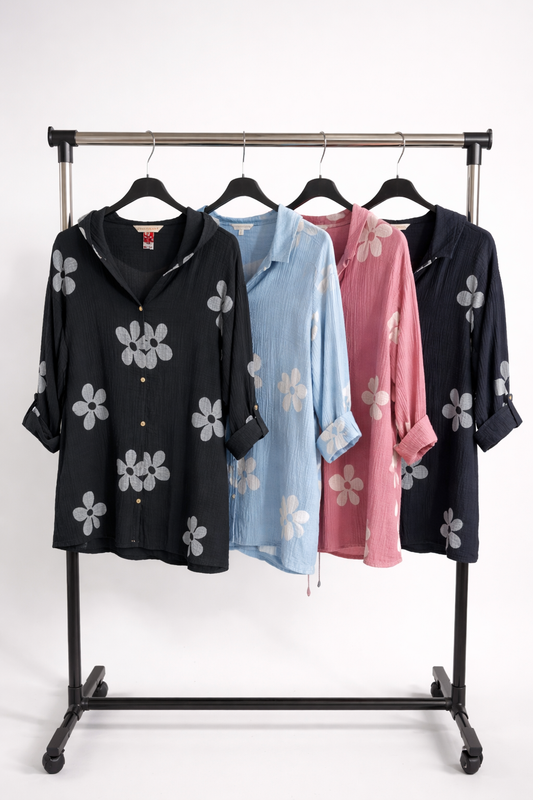 Musselin Jäckchen/Bluse mit Kapuze Curvy