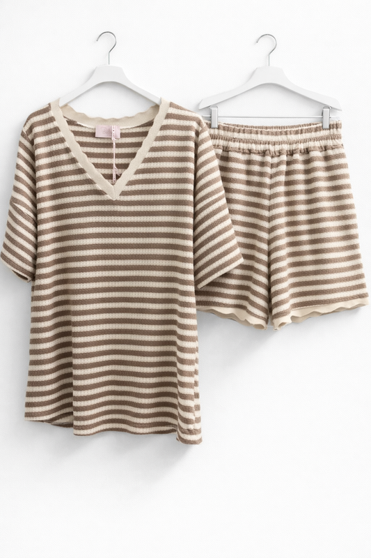 Zweiteiler Stripes Taupe