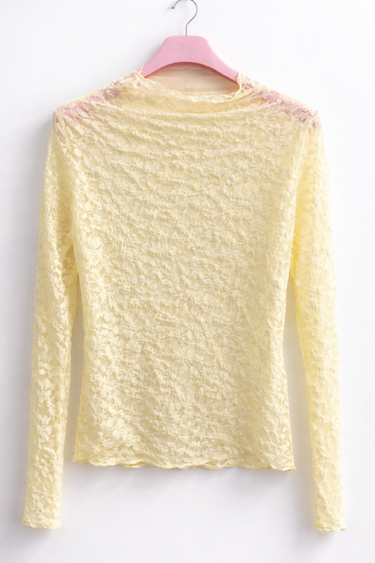 Spitzen Longsleeve Gelb