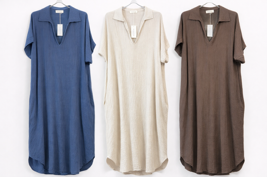 Curvy Musselin Kleid mit V-Ausschnitt