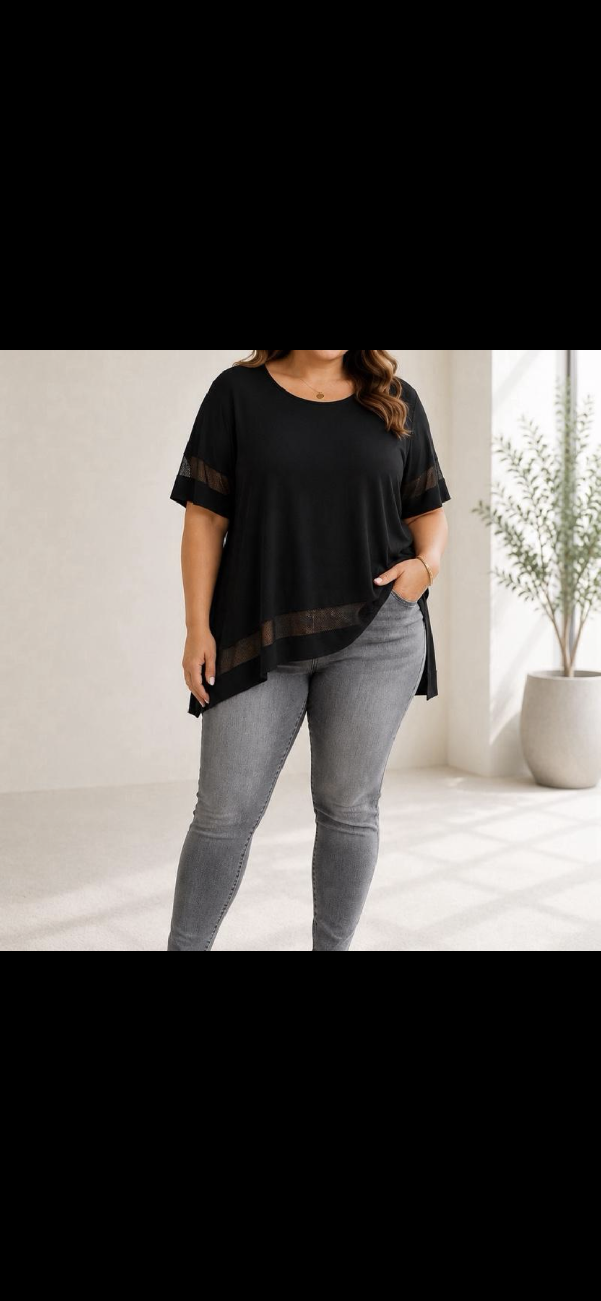 Curvy Shirt mit Netz Akzent