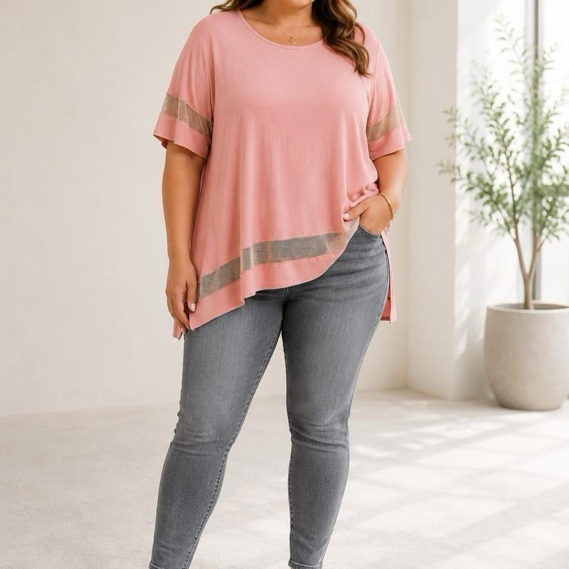Curvy Shirt mit Netz Akzent