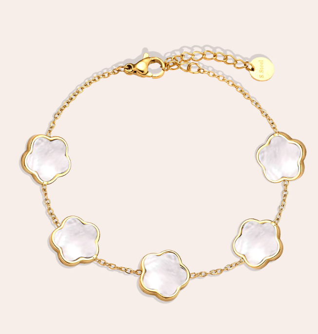 "Elegantes Perlmutt Armband" Schwarz & Weiß