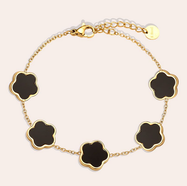 "Elegantes Perlmutt Armband" Schwarz & Weiß