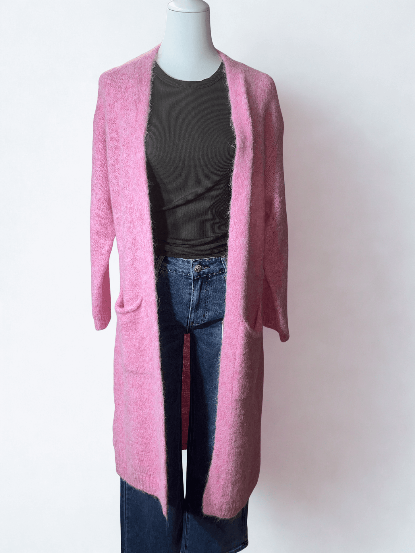 Kuschel Cardigan „Lina“ lang | Damen Strickjacke | One Size bis 48