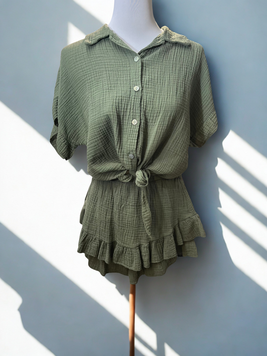 Musselinbluse mit Knoten